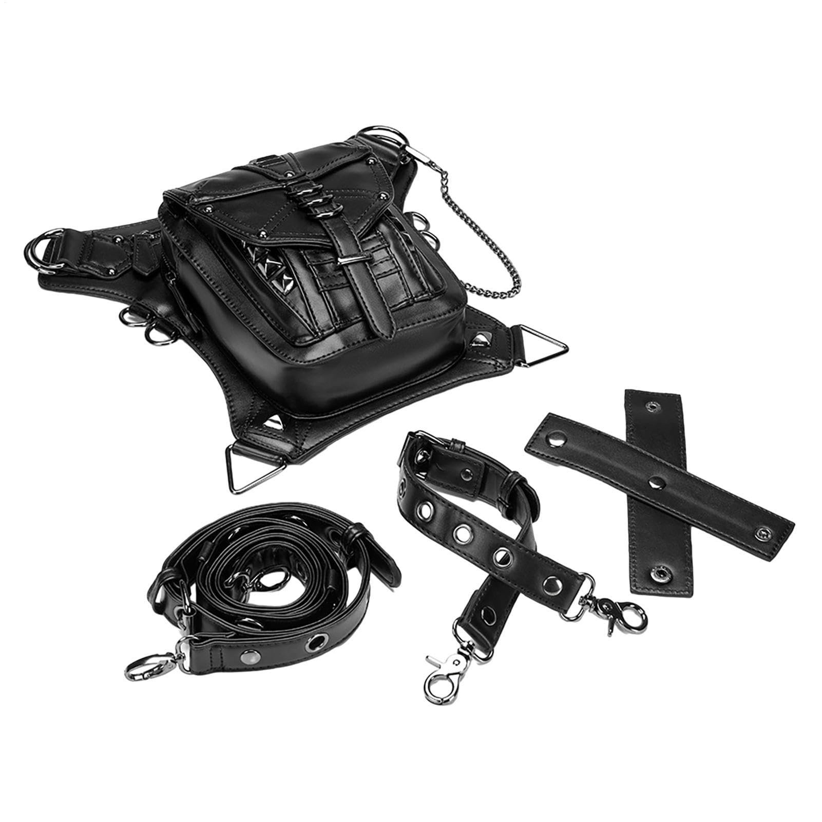 Renesansowa torba na pasek, renesansowa torba na pasek | Torba talię nogę | PU Skórzana nogawkę Steampunk Etui,Wodoodporna z paskiem nogę Retro Punk Gothic saszetka do p