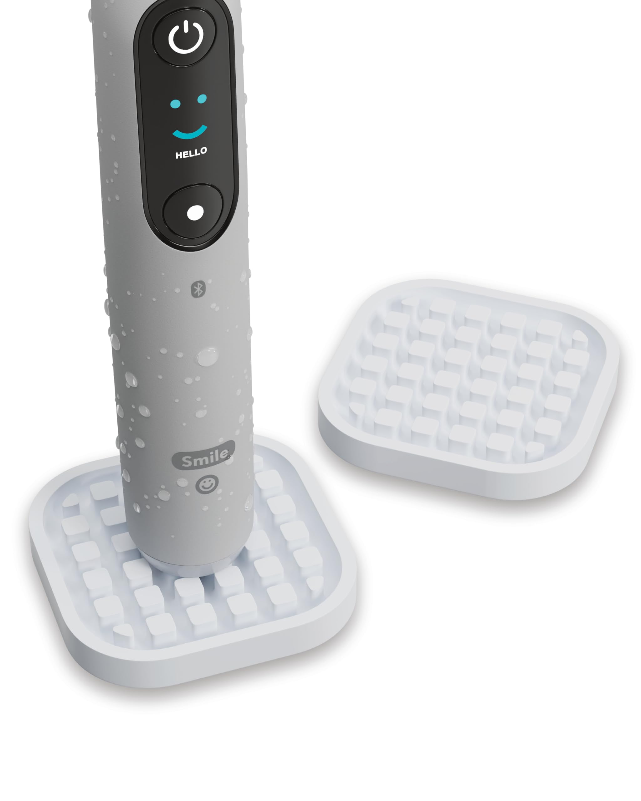 Qikfresh - Set of 2 compact electric toothbrush holders - Compatible with all standard models - Food-grade silicone base (White)