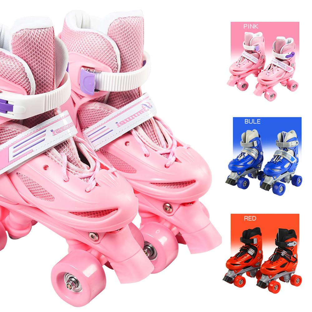 Pattini per bambini, traspiranti, per bambini, pattini a rotelle per principianti, pattini stabili per bambini, dimensioni regolabili, pattini a rotelle