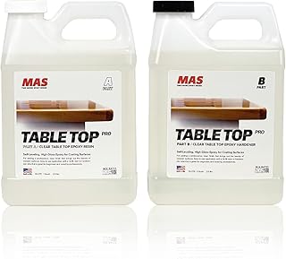 MAS Epoxies Table Top Pro Epoxy Kit 2-Quart (1-Quart Part A + 1-Quart Part B) Crystal Clear Resin Casting for DIY Arts, Crafts, Countertops, Wood Tables, Tabletops, Bar Tops