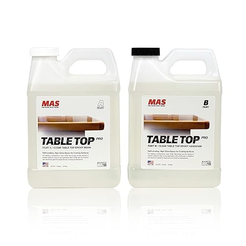 MAS Epoxies Table Top Pro Epoxy Kit de 2 cuartos (1 cuarto de galón Parte A + 1 cuarto de galón Parte B) Fundición de resina transparente para