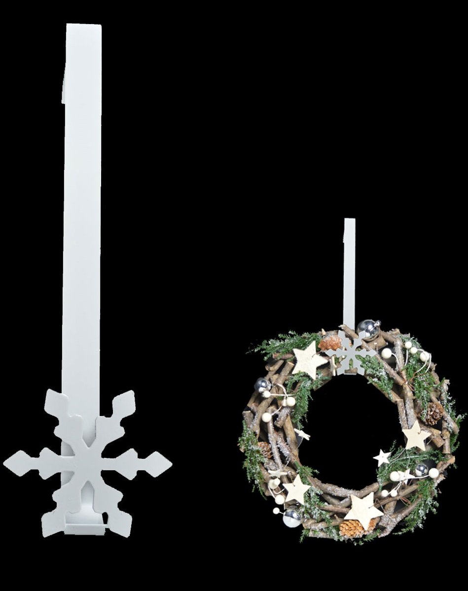 White 1X Snowflake Over The Door 'Christmas' Wreath Hanger- Red Or (White)