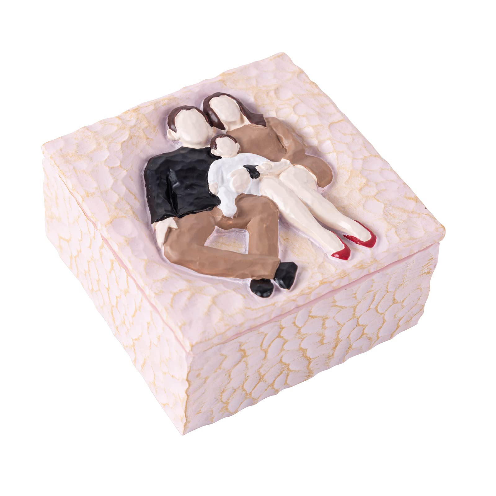 ALVABABY Decorative Family Keepsake Box Sculpted Hand-Painted Keepsake Resin Box SZH01
