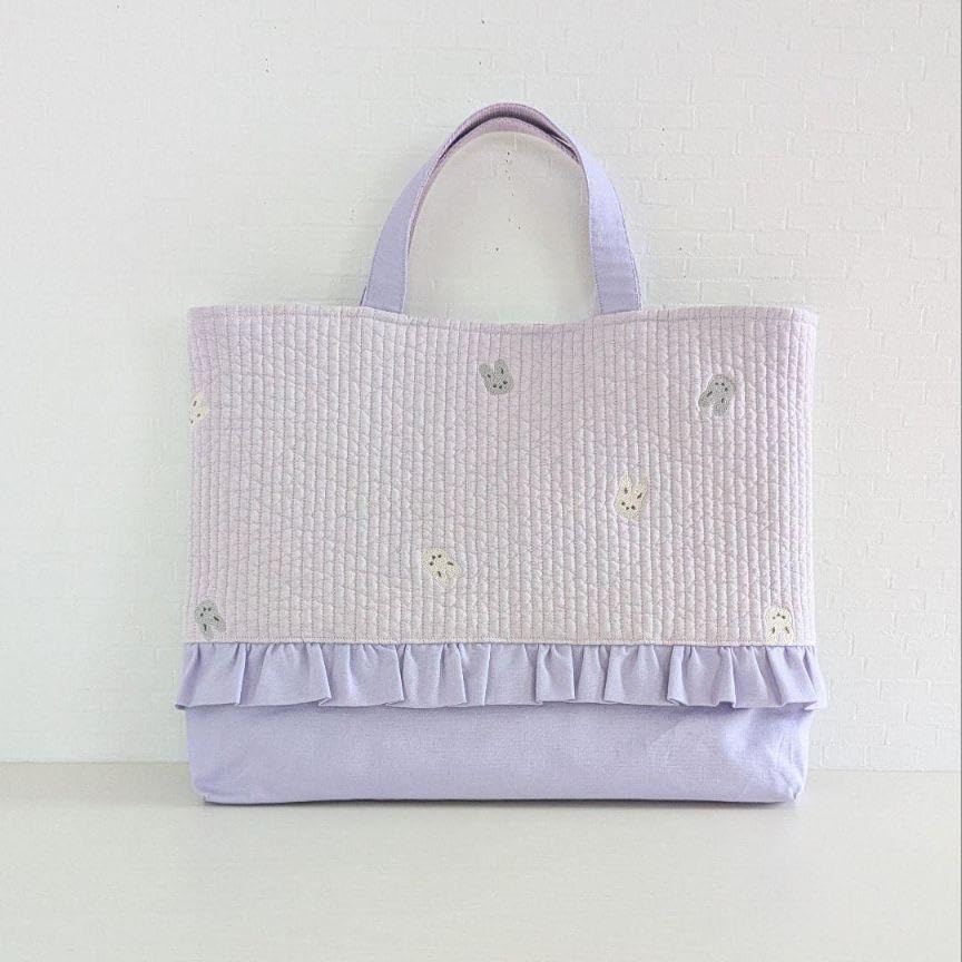 上靴袋 レッスンバック 入園入学セット うさぎ刺繍パープルヌビ