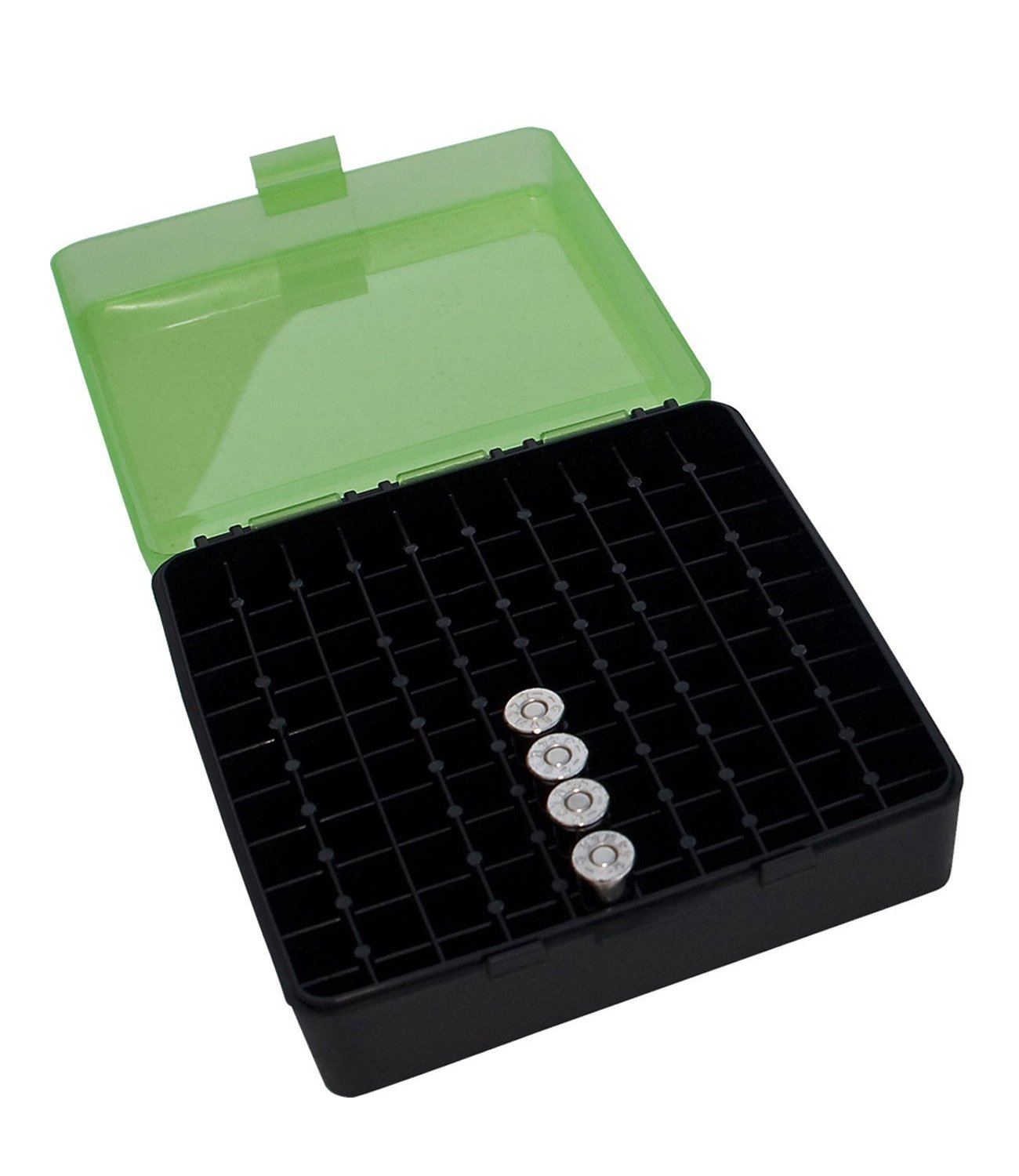 MTM P-100-44-16T 100 Klappbare Munitionskiste, rund, 41/44/45 Kalk, Made in USA, transparent/schwarz