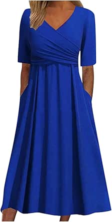 Pleated Flowy Dress DouBCQ Women's Casual Flowy Pleated Dress - Loose Fit  With Pockets, Short Sleeve - Rayon/Spandex Blend, Purple, XX-Large XX-Large Women's  Casual Wear