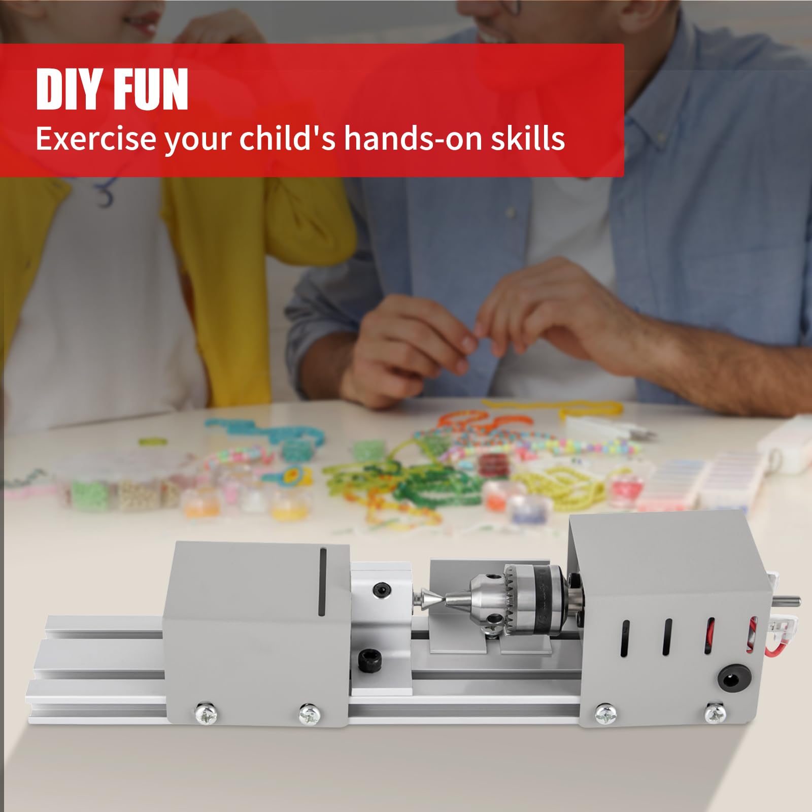 Mini Tornio Per Legno 100W - Velocità Regolabile 4000-9000 Giri/min - Foto 2