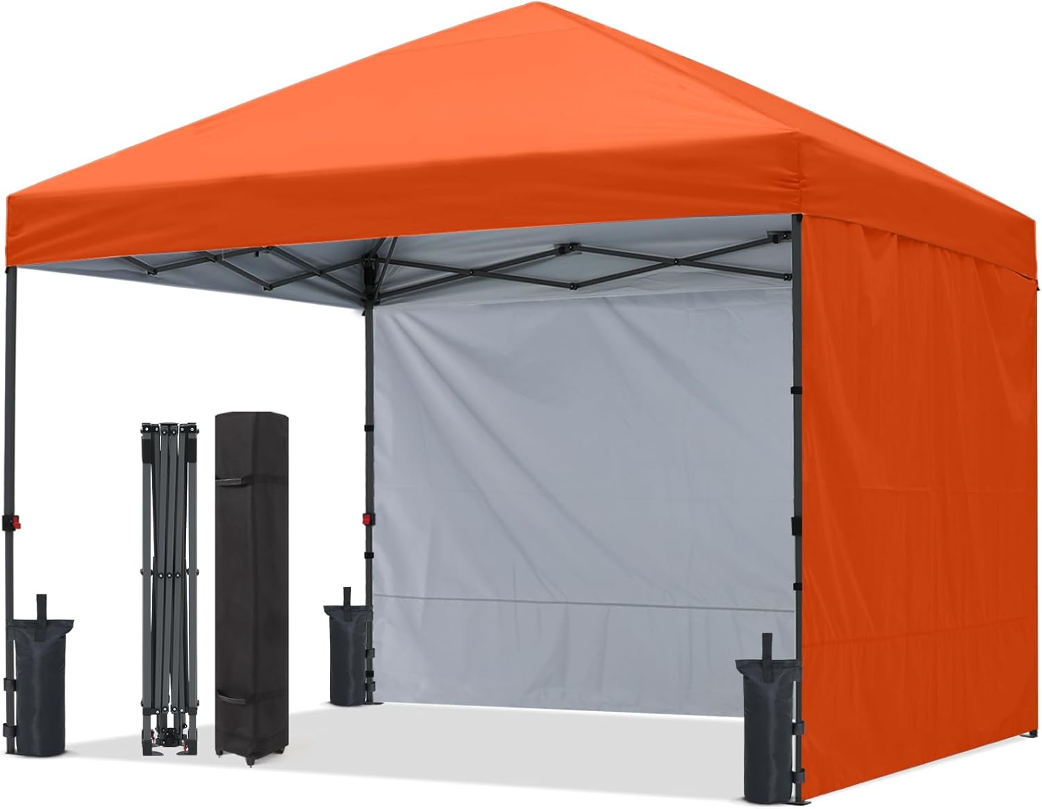 ABCCANOPY Easy Pop up Canopy Tent with 2 Sidewalls for Outdoor Sun Blocking or Rain Protection,10x10, Orange