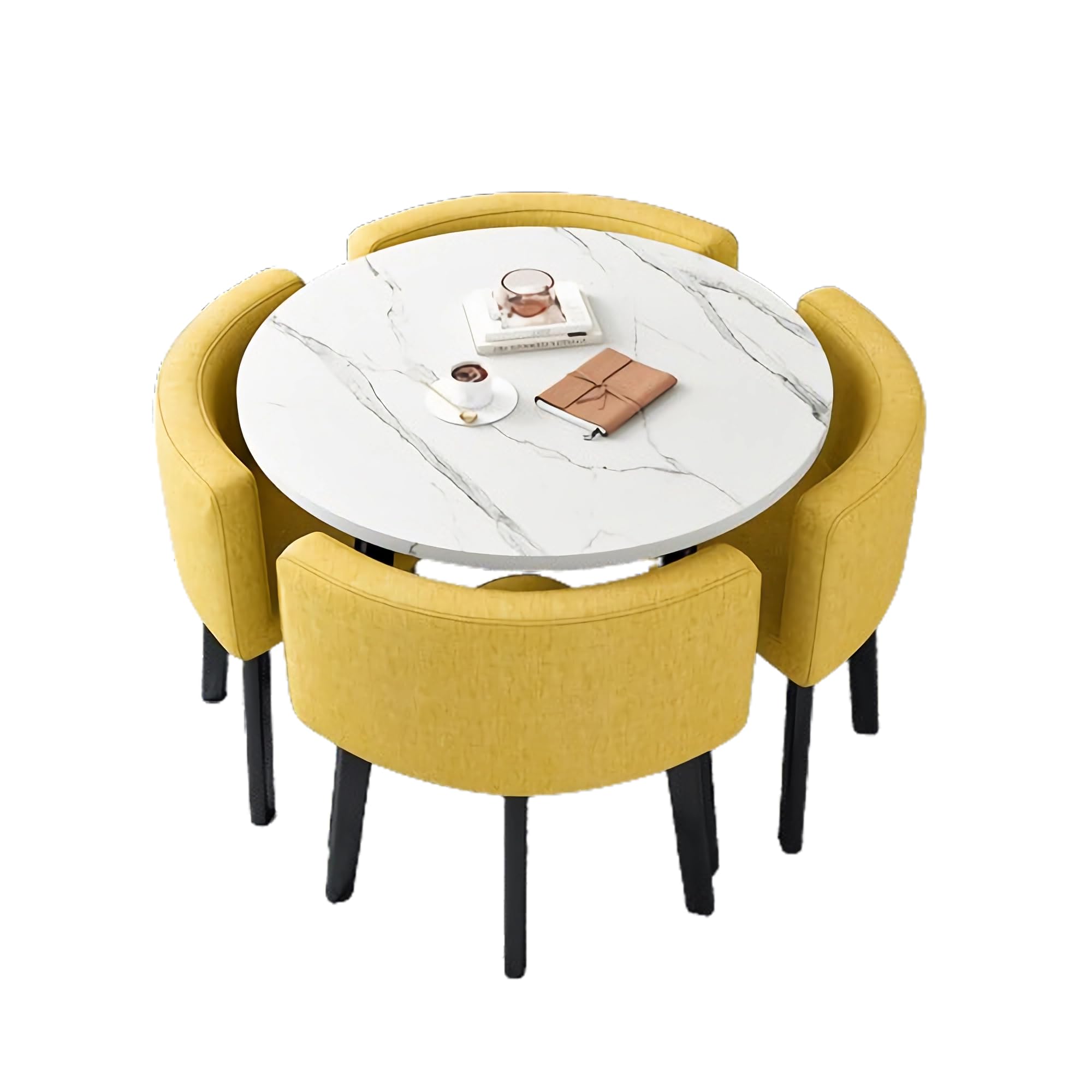 Office Reception Room Club Table and Chair Set, Reception Table and Chair Combination, Negotiation Table Sales Office Shops Meetings Small Round Tables (Yellow,Cloth)