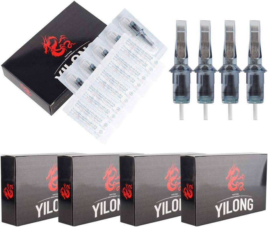 YILONGDisposable Cartridge Tattoo Needles Sterilized Tattoo Needles Safe Cartridge Needles#10 Bugpin Long Taper 20pcs (7M1)