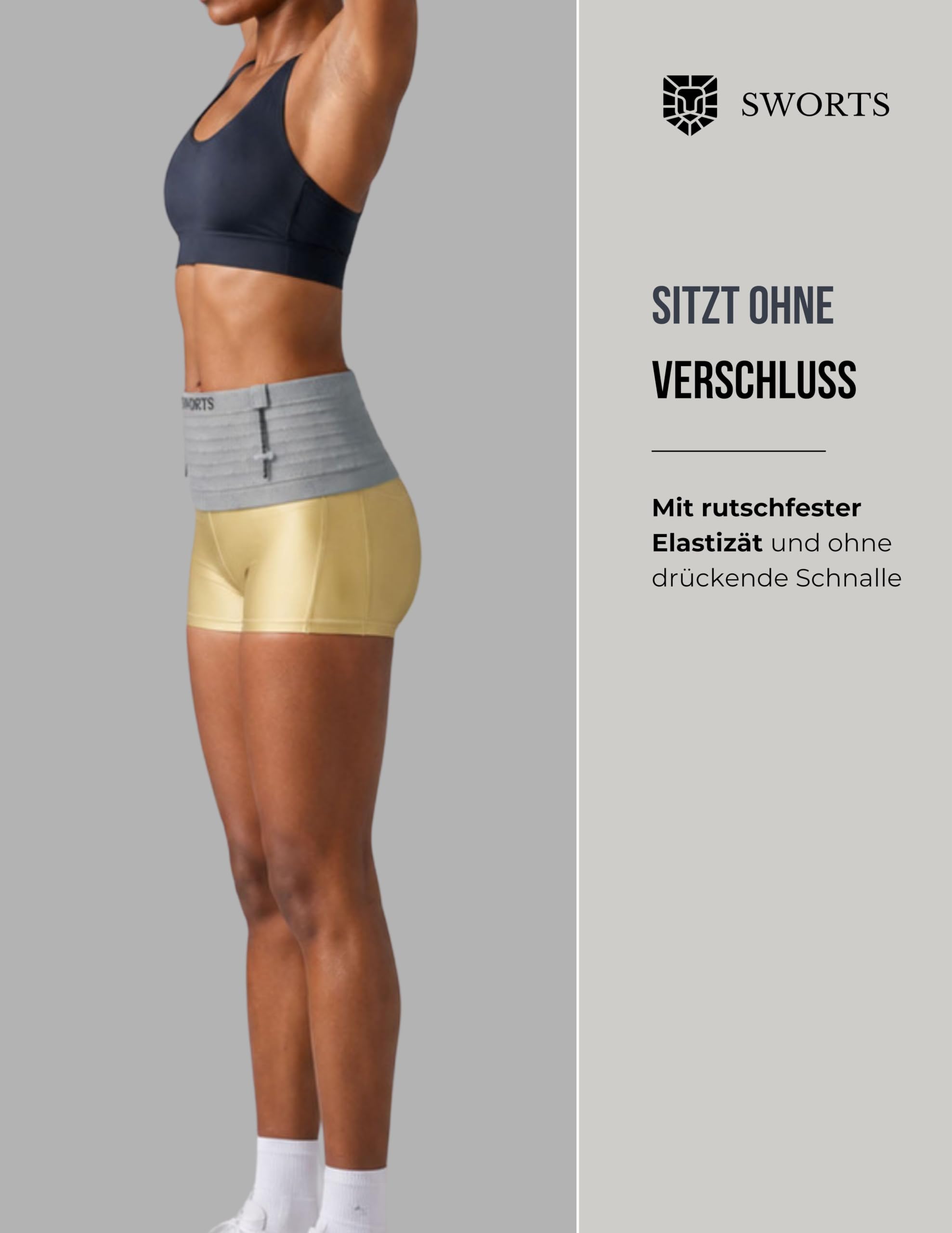 Tube Run Belt I Seamless Jogging - Bolsa para correr sin cierre y poco peso (unisex para correr maratón), Piedra Gris, L/XL