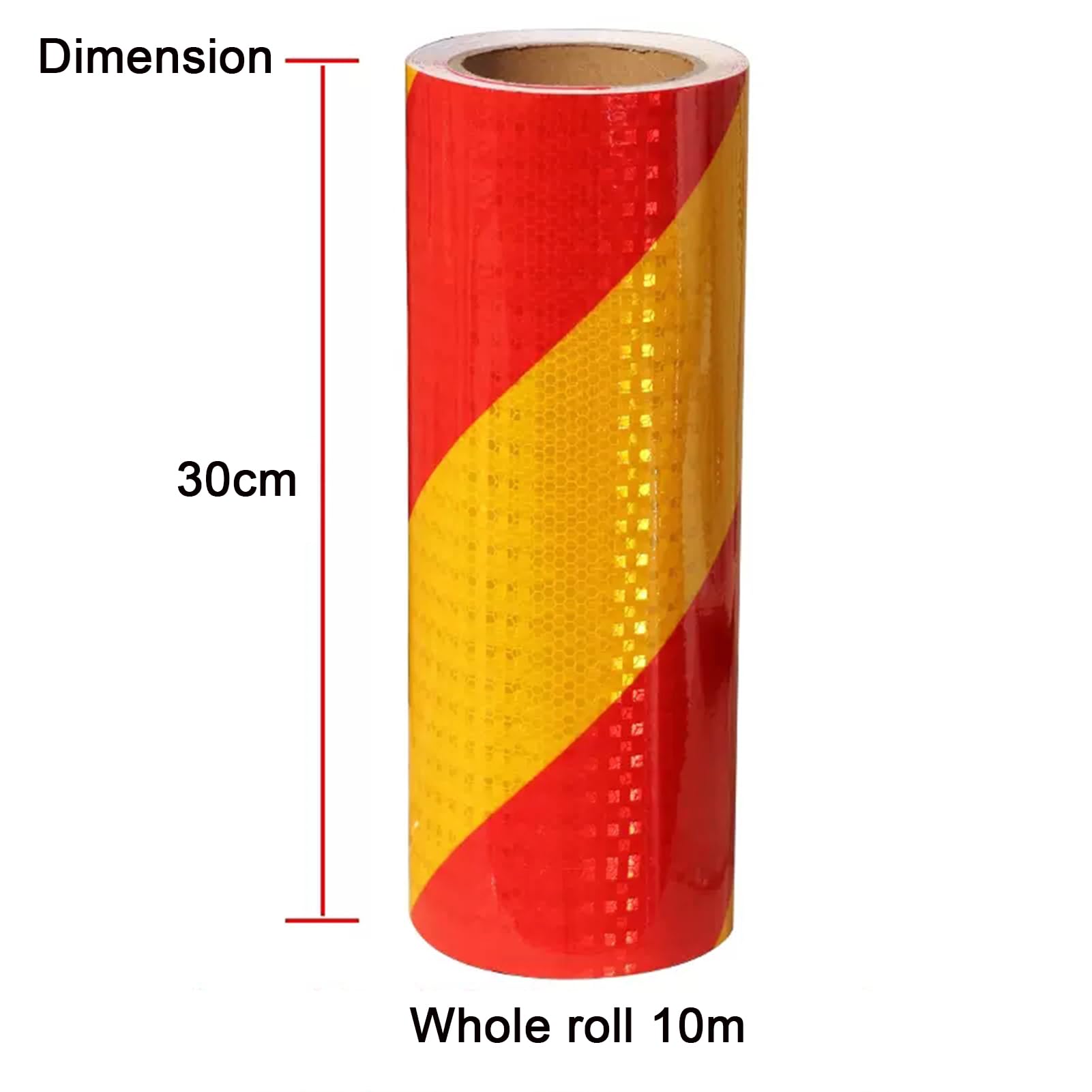 Haute Visibilité Ruban Réfléchissant, Bandes D'avertissement De Sécurité Jaune Rouge, Autocollant Réfléchissant Imperméable pour Remorques Camions Voitures Bateaux,30cm x 10m