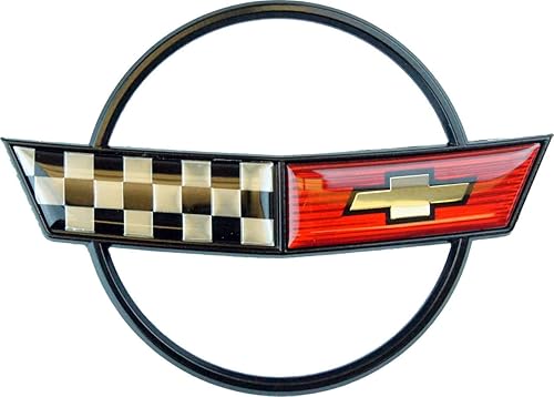 C4 Corvette - Emblema de capucha frontal para la nariz con bandera cruzada, pieza oficial de restauración GM compatible con: 84 a 90 corbetas