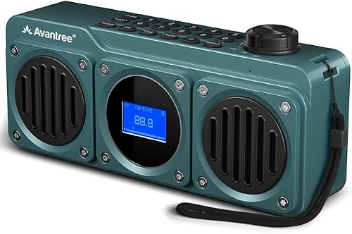 Miniatura 1 de Avantree Boombyte - Radio FM portátil y altavoz Bluetooth con excelente sonido estéreo, acabado de metal, tiempo de reproducción recargable largo y