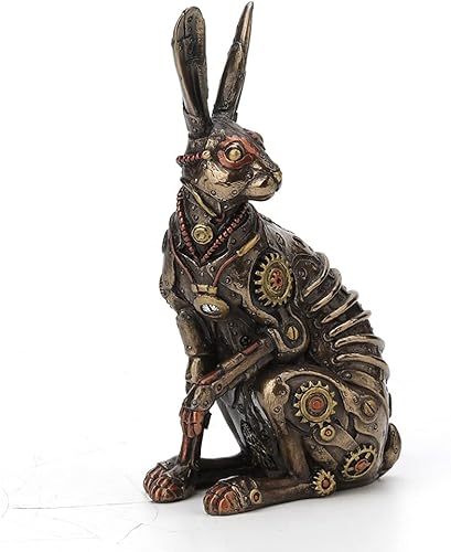 Veronese Design Estatua de bronce con acabado de conejo estilo steampunk