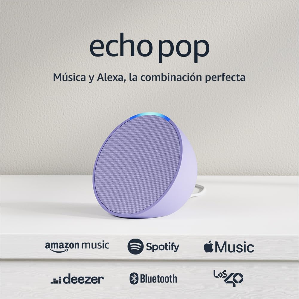 Eco pop | Altavoz Bluetooth Inteligente con Alexa Sonido Potente y Compacto | Flor de lavanda
