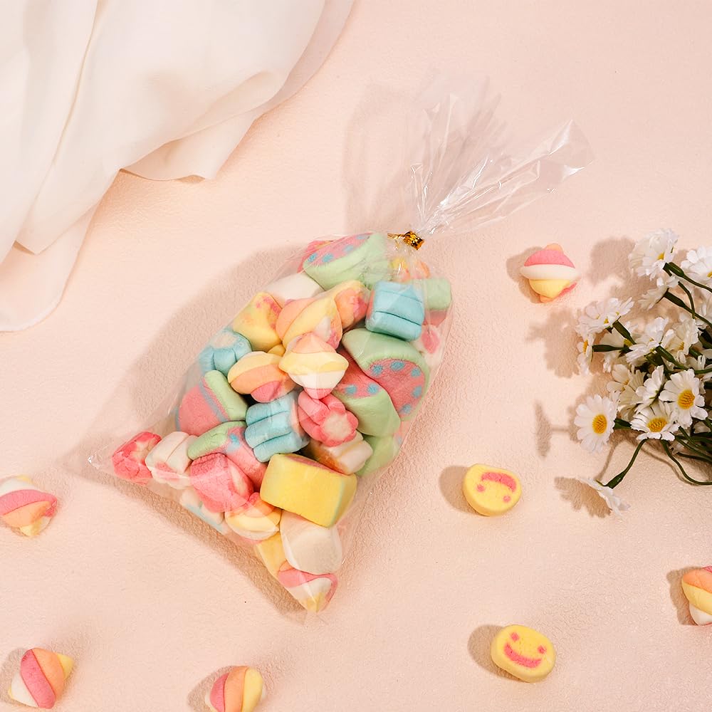 Christmas Cellophane Treat Bags 96-Pack - Clear Cello Goody Bags With Twist Ties
