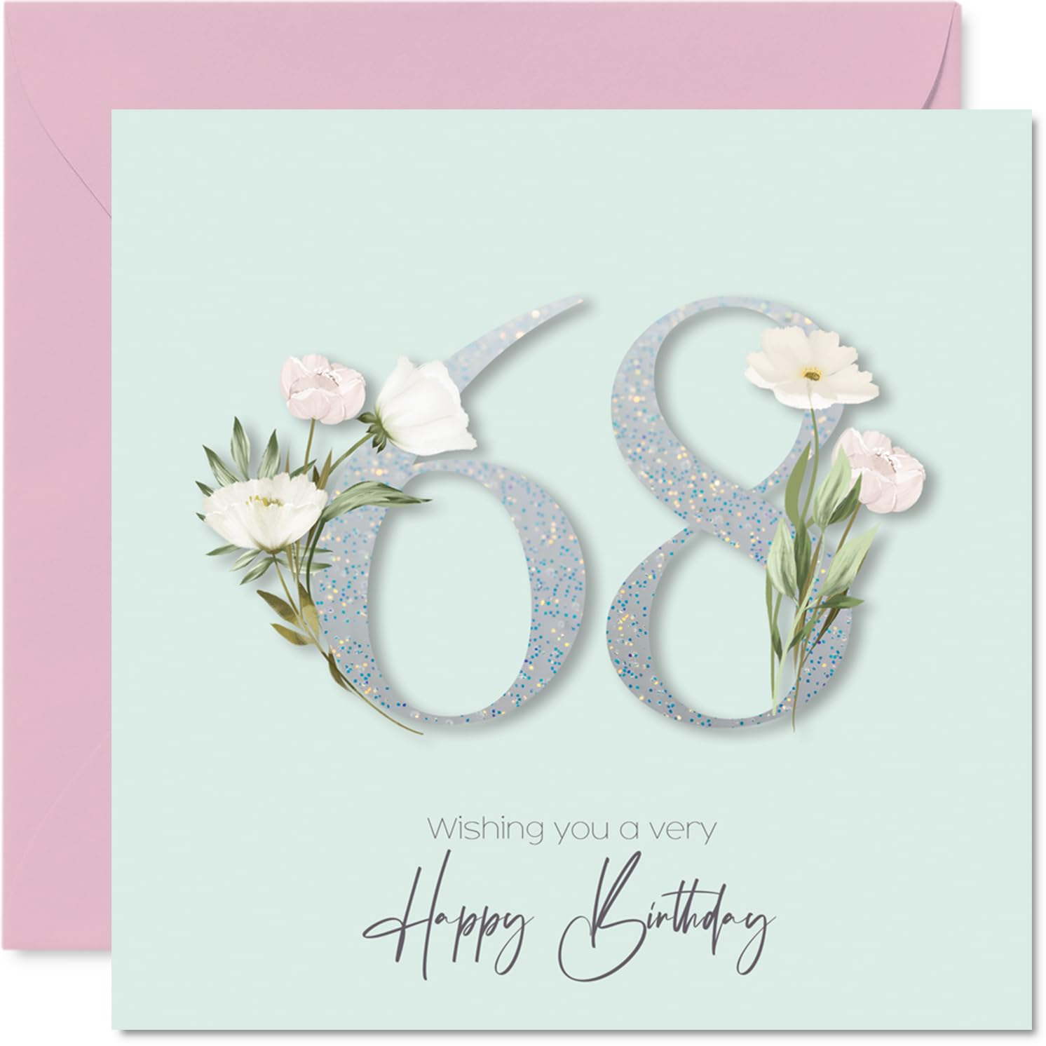 68th Birthday Cards for Women - Fancy Floral Flowers - Happy Birthday Card for 68 Year Old Woman Neighbour Nan Cousin Sister, 145mm Bday Greeting Cards