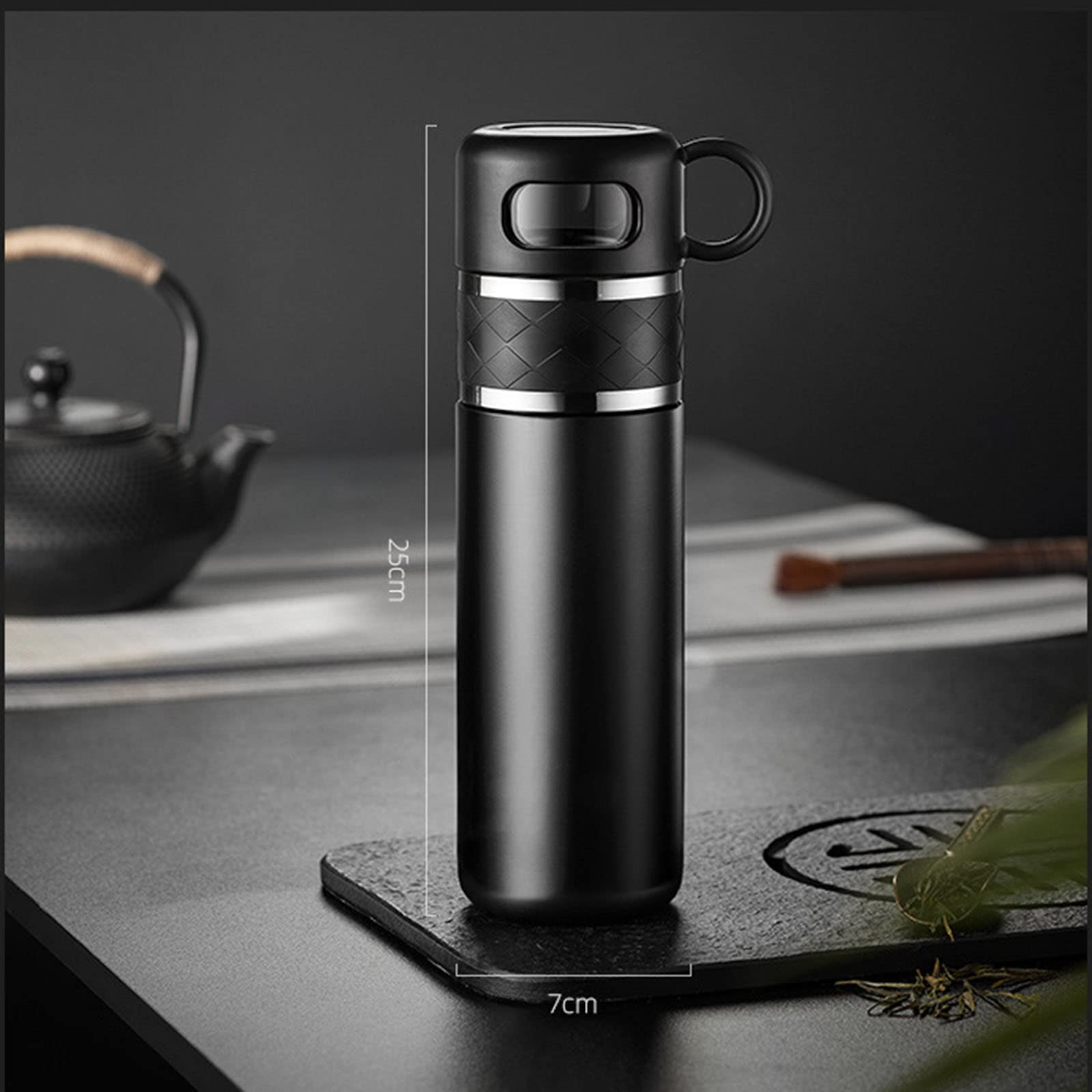 Botella Agua Botella Gimnasio Garrafa Termo Cafe Para Llevar Taza Termica Con Taza Separación Del Agua Del Té Con Filtro Doble Capa Anticaida Acero Inoxidable Alta Capacidad (620ml,blue)