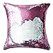 HeMiaor Taie d'oreiller sirène magique réversible à paillettes pour canapé, housse de coussin décorative changeant de couleur, 40,6 x 40,6 cm, rose et argent