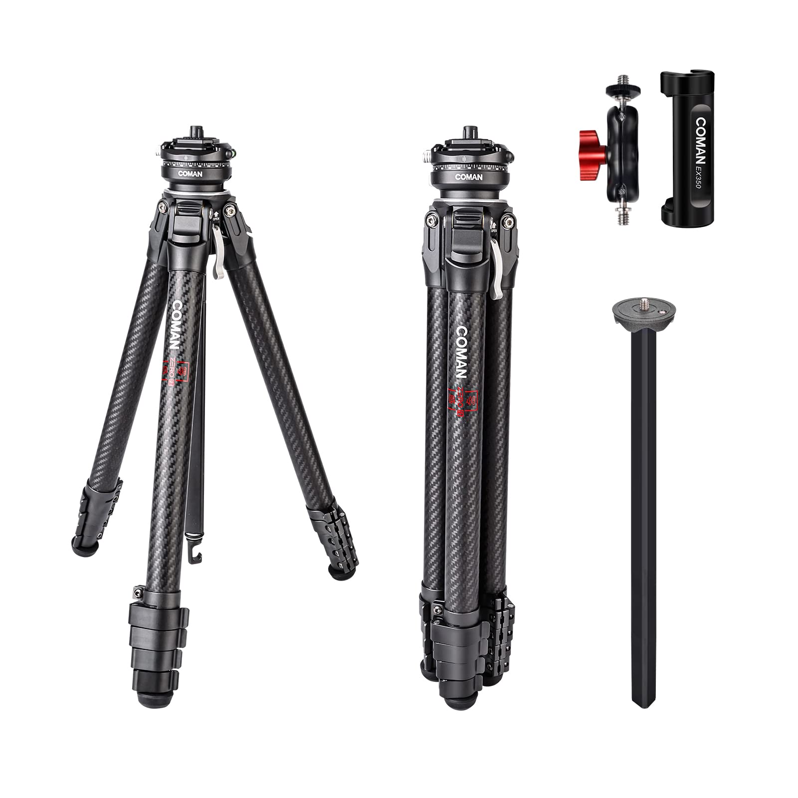 Amazon | COMAN Zero F38 カーボンファイバー カメラ三脚 62