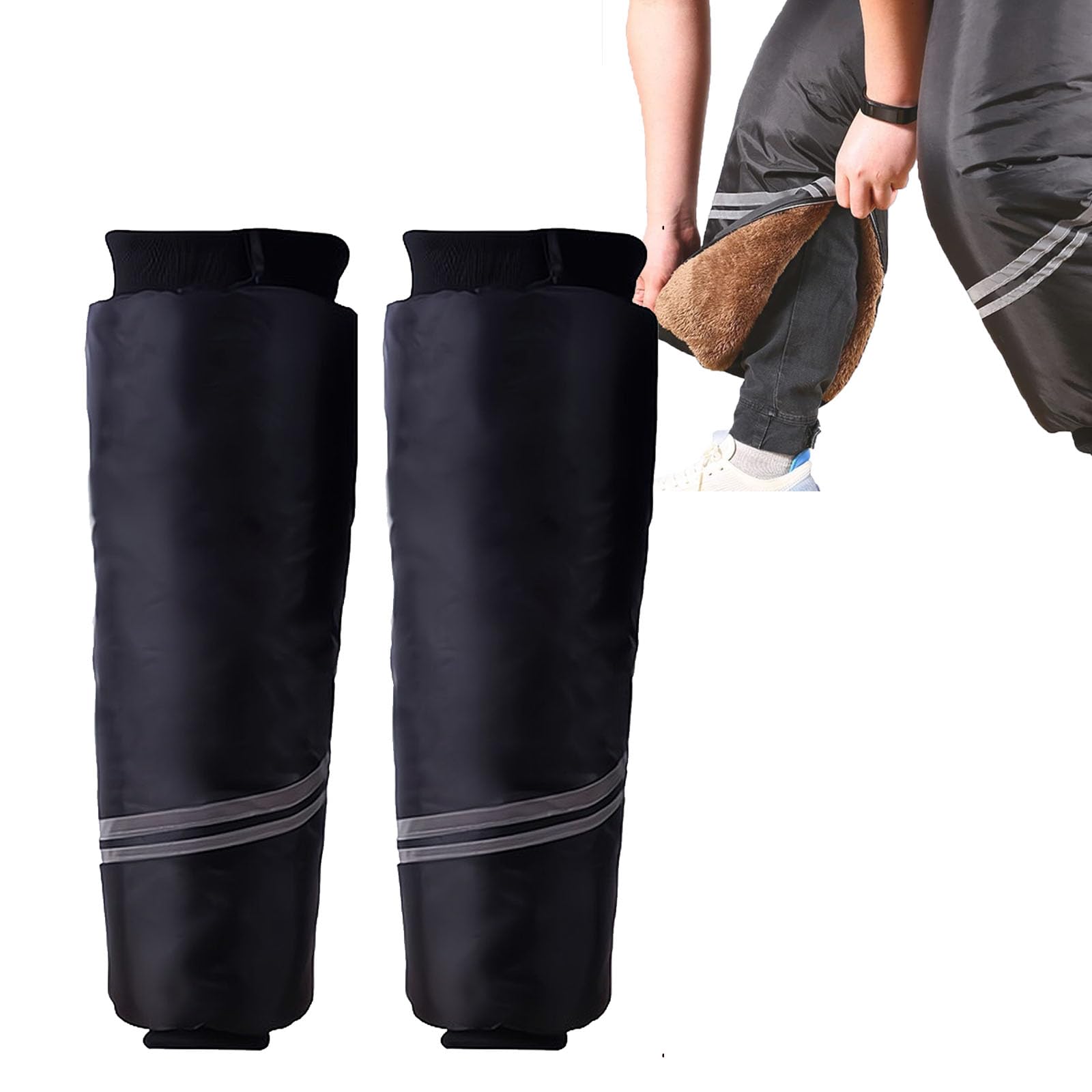 Ginocchiere per moto, Copri-leggings caldi invernali, fodera termica, scaldamuscoli invernali antivento regolabili, 1 paio(60cm)