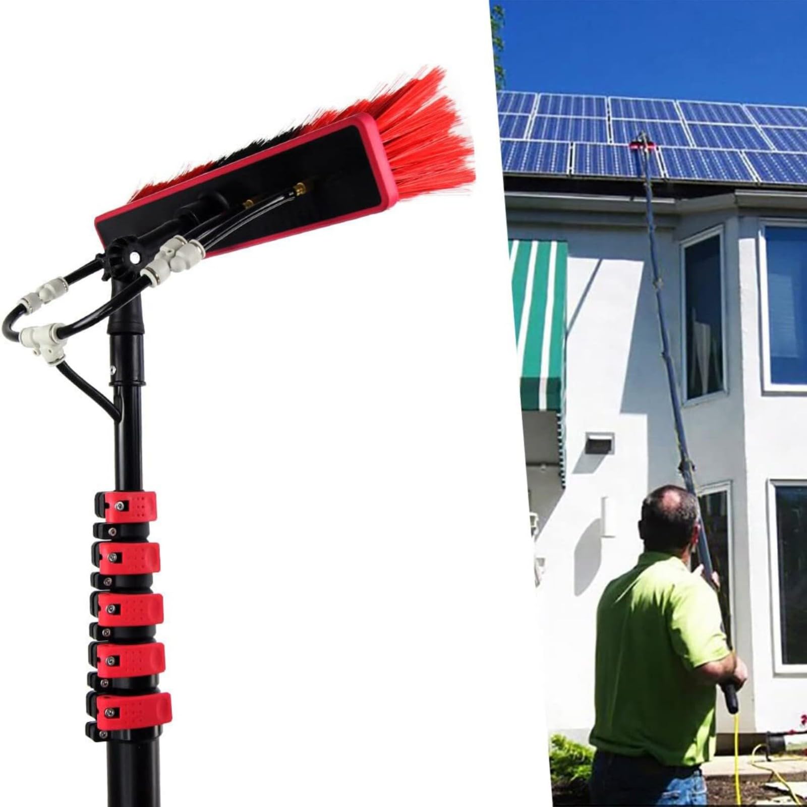 Brosse de lavage extensible pour des panneaux solaires propres à la maison