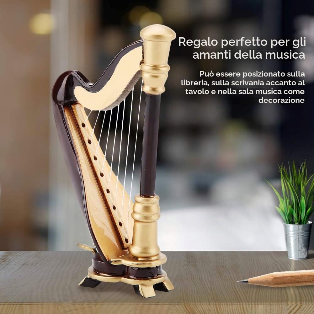 Replica di Arpa in Miniatura, Artigianato in Tiglio Dal Design Innovativo con Supporto, di Natale e Compleanno per Bambini e Musicisti