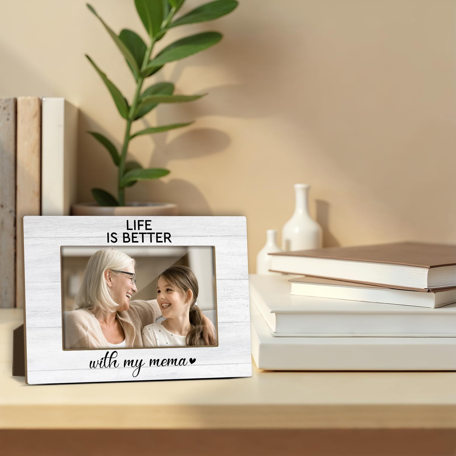 Life is Better with My Mema Wooden Picture frame, Photo Frame Gifts for Mema Grandma, Birthday Grandparents Day Gifts, Picture Frame Fit 4x6 Inch Photo, Home Office Desktop Nightstand Decor -046 - Image 3