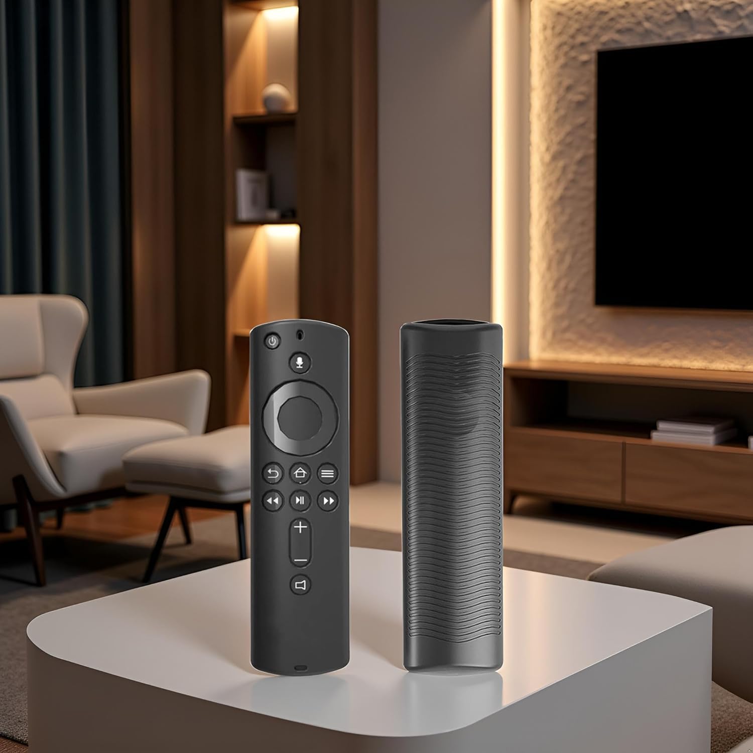 1 funda protectora negra de 5.9 pulgadas, funda de silicona suave, a prueba de golpes, antideslizante, repuesto para control remoto Amazon Fire TV Stick 4K, accesorios (electrónica)