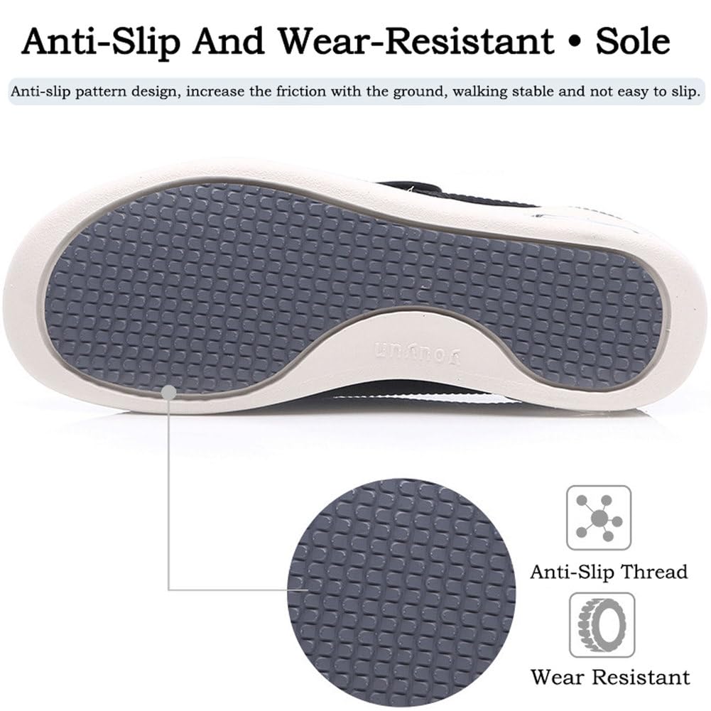 Zapatos para DiabéTicos para Mujer, Zapatos Anchos para Personas Mayores, Zapatillas Deportivas para Pies Hinchados Y Edemas, Antideslizantes, Cierre Ajustable con Velcro