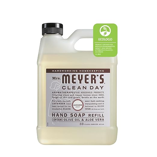 MRS. MEYER'S CLEAN DAY Liquid Hand Soap Refill, Cruelty Free and Biodegradable Formula, Lavender Scent, 33 Fl Oz (Pack of 1)