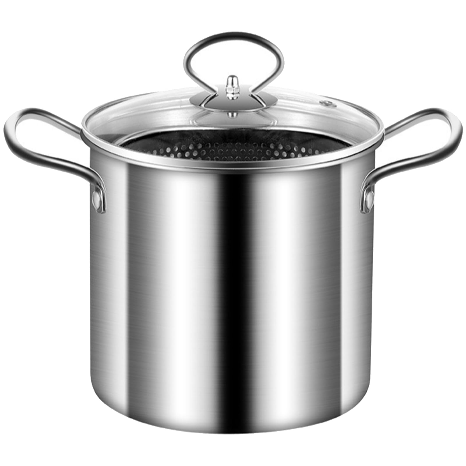 TFAOYS 3 Quart Stainless Steel Deeply Frying Pots with Removable Basket Glass Lid Multi Use for Frying Steaming Compatible All Stainless Steel Deeply