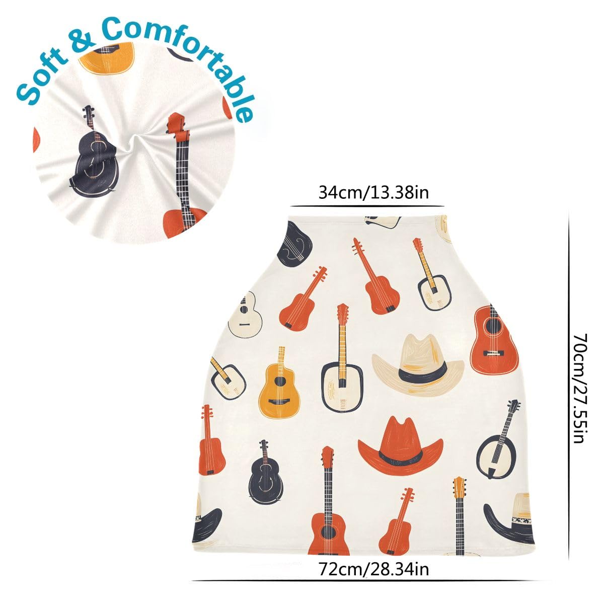 Baby Car Seat Canopy Covers Nursing Cover Stretchy Boys Girls Guitar Hat Carrier Cover Breastfeeding Cover Breathable