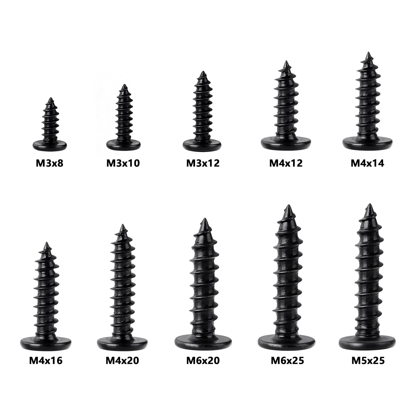 Viti autofilettanti a testa piatta M6 x 20 mm, 100 pezzi, HS/ZGLS