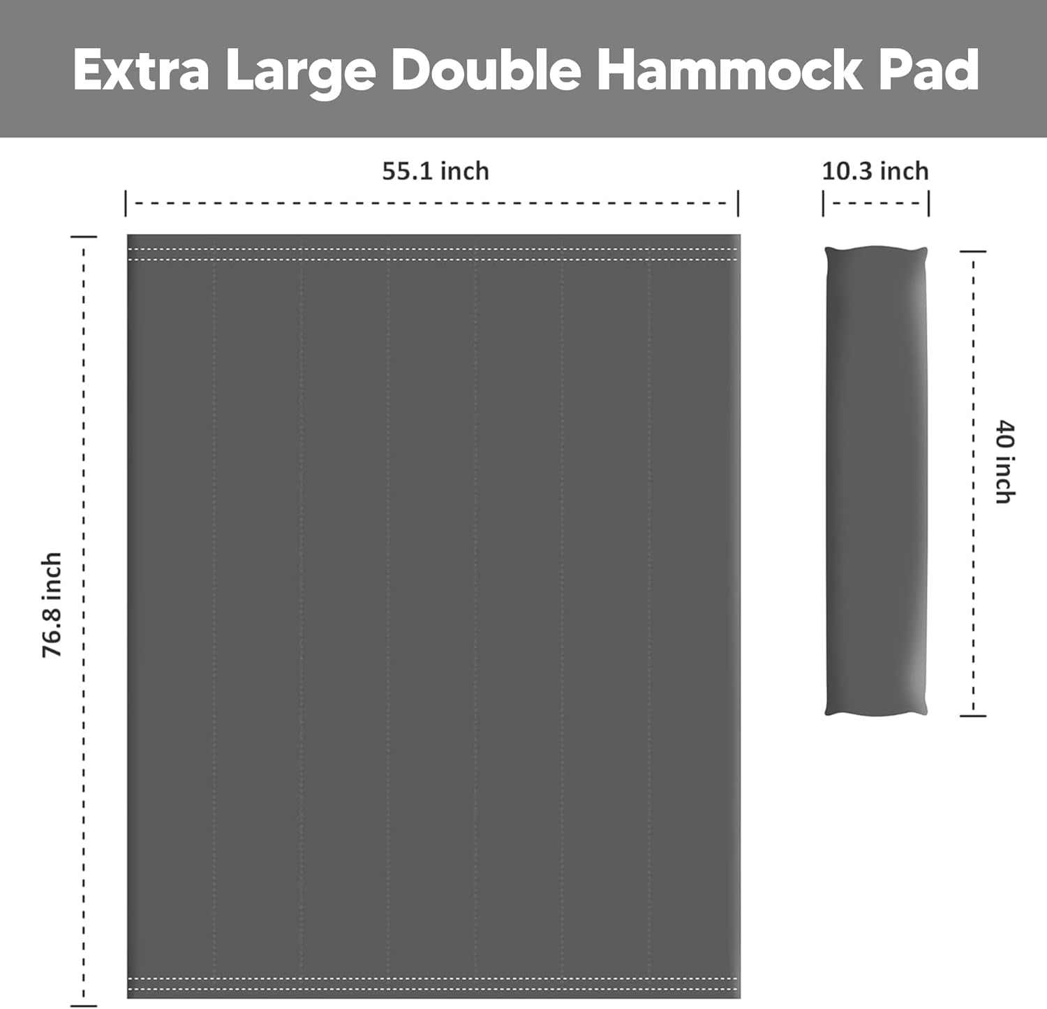 SUNCREAT Outdoor Portable Hammock Pad, 2 Person Polyester Hammock Pad, Dark Gray