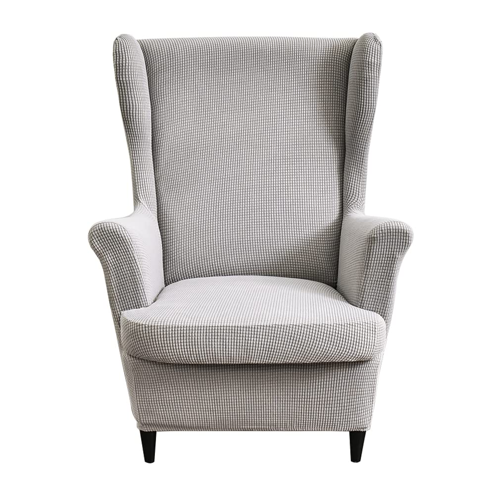 Copripoltrona con orecchie elasticizzato 1 posto copripoltrona 2 pezzi elasticizzato Fodere per poltrone a orecchioni Copripoltrona Grigio chiaro