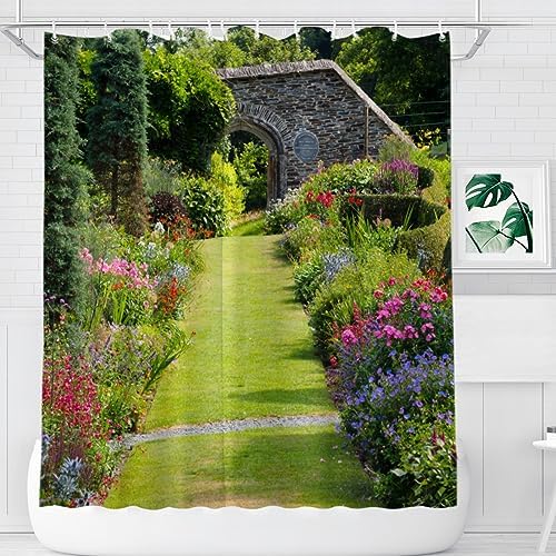 Abaysto Garden Shower Curtain Waterproof Bathroom Bathtub Curtain