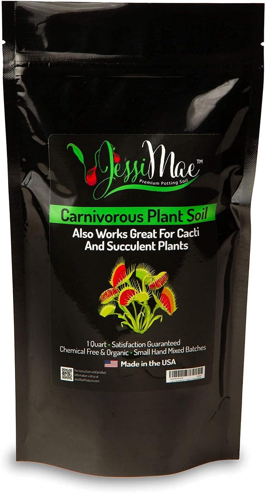 Organic Cactus and Succulent Soil – Small Batch Hand-Mixed Potting Soil for Indoor Plants – pH Balanced for Carnivorous Plants Including Venus Fly Trap, Pitcher Plant and Sundews (4 Quarts)