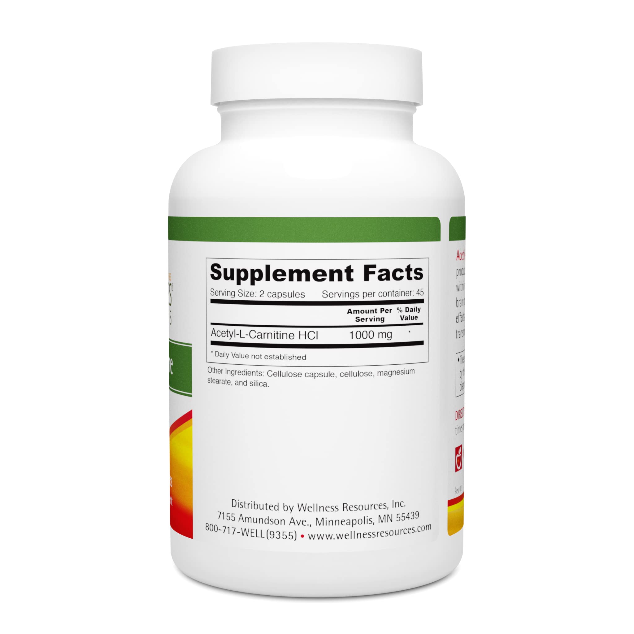 Wellness Resources Acetyl-L-Carnitine (ALC) for Memory, Nerves (500 mg, 90 Capsules) — Amazon image 2