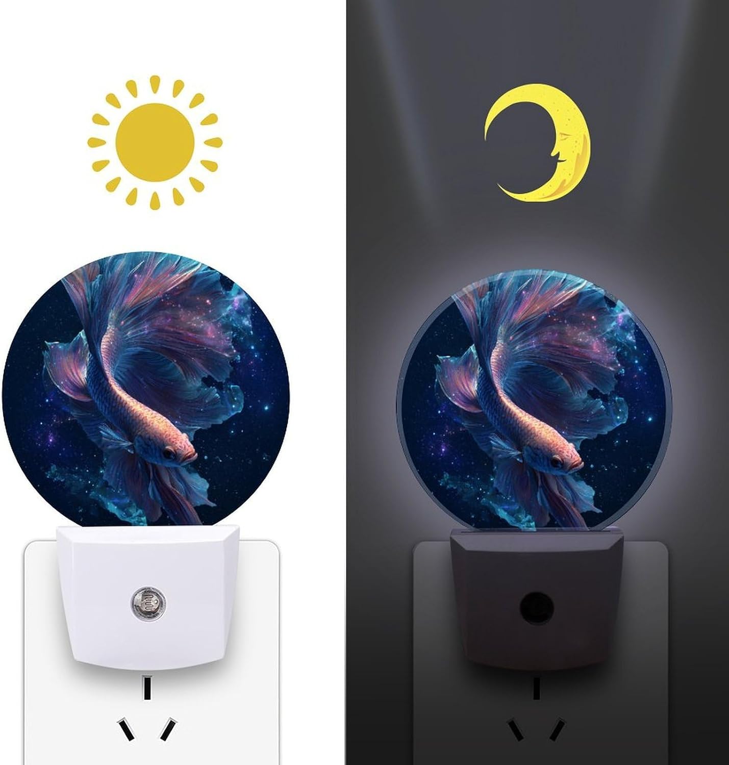 Cosmic Galaxy Betta Fish Night Light LED Night Lights Plug Into Wall 11.2x5x7.5cm image 3