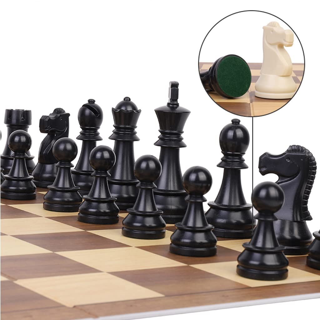 Schachspiel-Set, Schachspiel, Schachbrett-Set, nicht magnetisches Schachbrett-Set, 18,9-Zoll-Schachspiel, Schachspiel aus Kunststoff for Erwachsene und Erwachsene, tragbares und faltbares Bretts