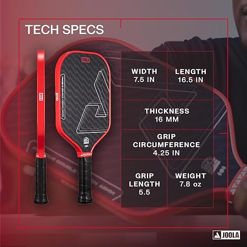 Miniatura 2 de JOOLA Double Vision - Paleta de pickleball de 16mm (0.63 pulgadas) - Forma Signature y estándar - Superficie de aramida para un tacto más suave y