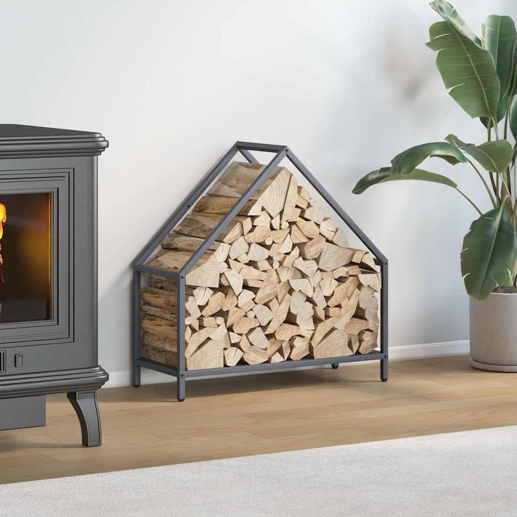 Estantería para leña antracita de acero laminado en frío, 60 x 25 x 60 cm, soporte apilable para leña, con capacidad de carga de 100 kg, para guardar leña, salón, estufa de leña