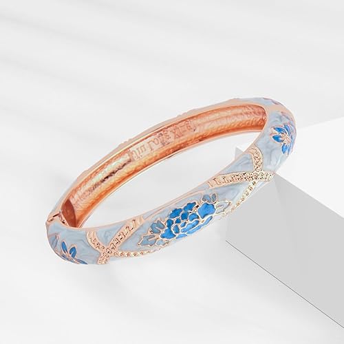 Miniatura 5 de wynameleri Vintage Jewelry Cloisonne - Brazalete esmaltado hecho a mano con diamantes de imitación de oro rosa con bisagras, regalos 88A-55A128