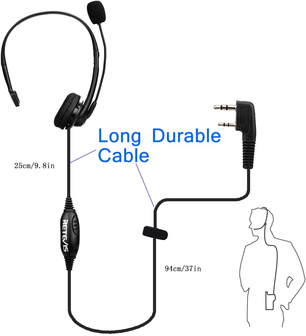 Retevis 2 Way Radio Headset Overhead Boom Mic Earpiece for Baofeng UV-5R BF-F8HP BF-888S Retevis H-777 RT22 RT21 Arcshell AR-5 WalkieTalkies (5 Pack) : Electronics