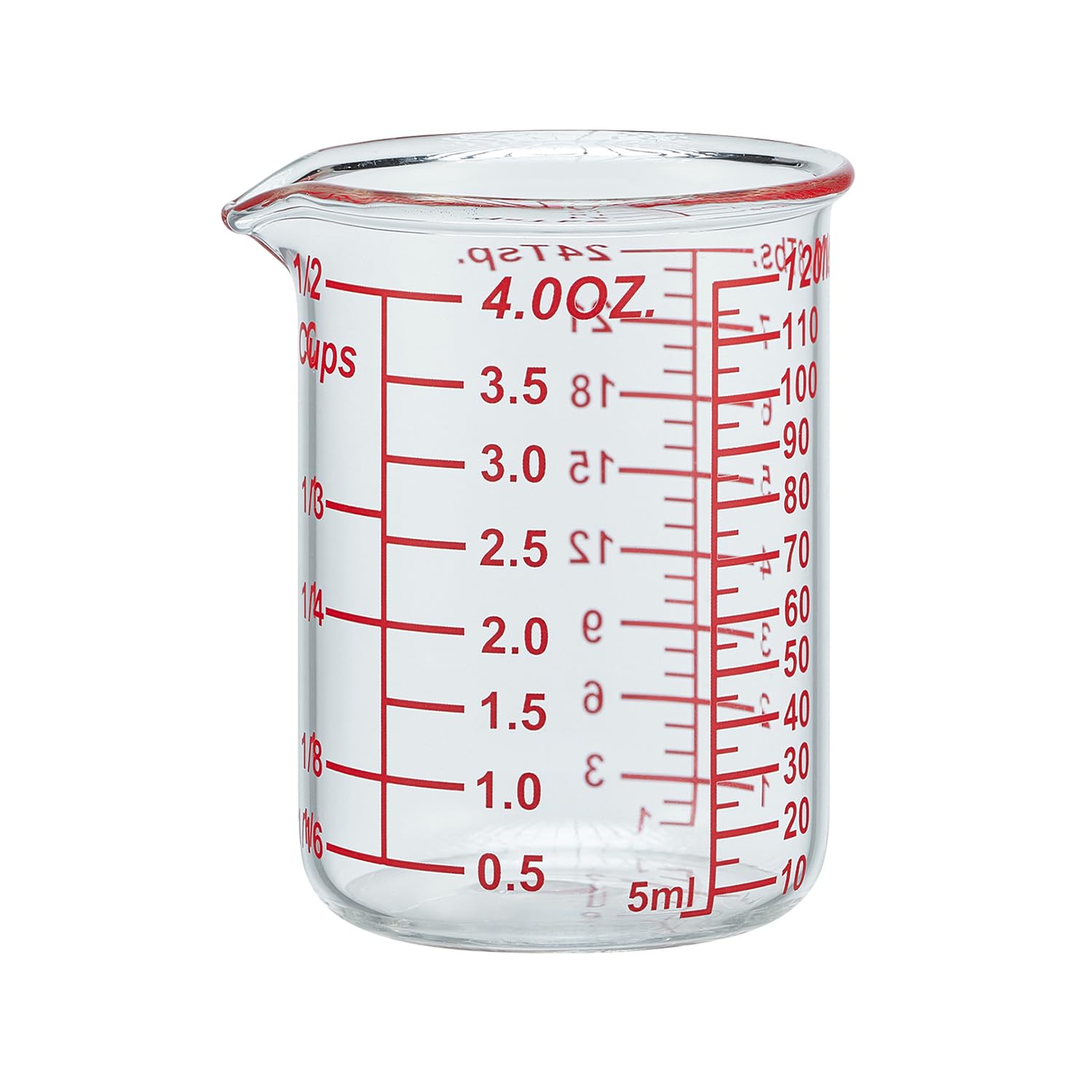 Ackers BORO3.3 4 oz/120 ml Glass Measuring Cup with V-Shaped Spout, 1 Count