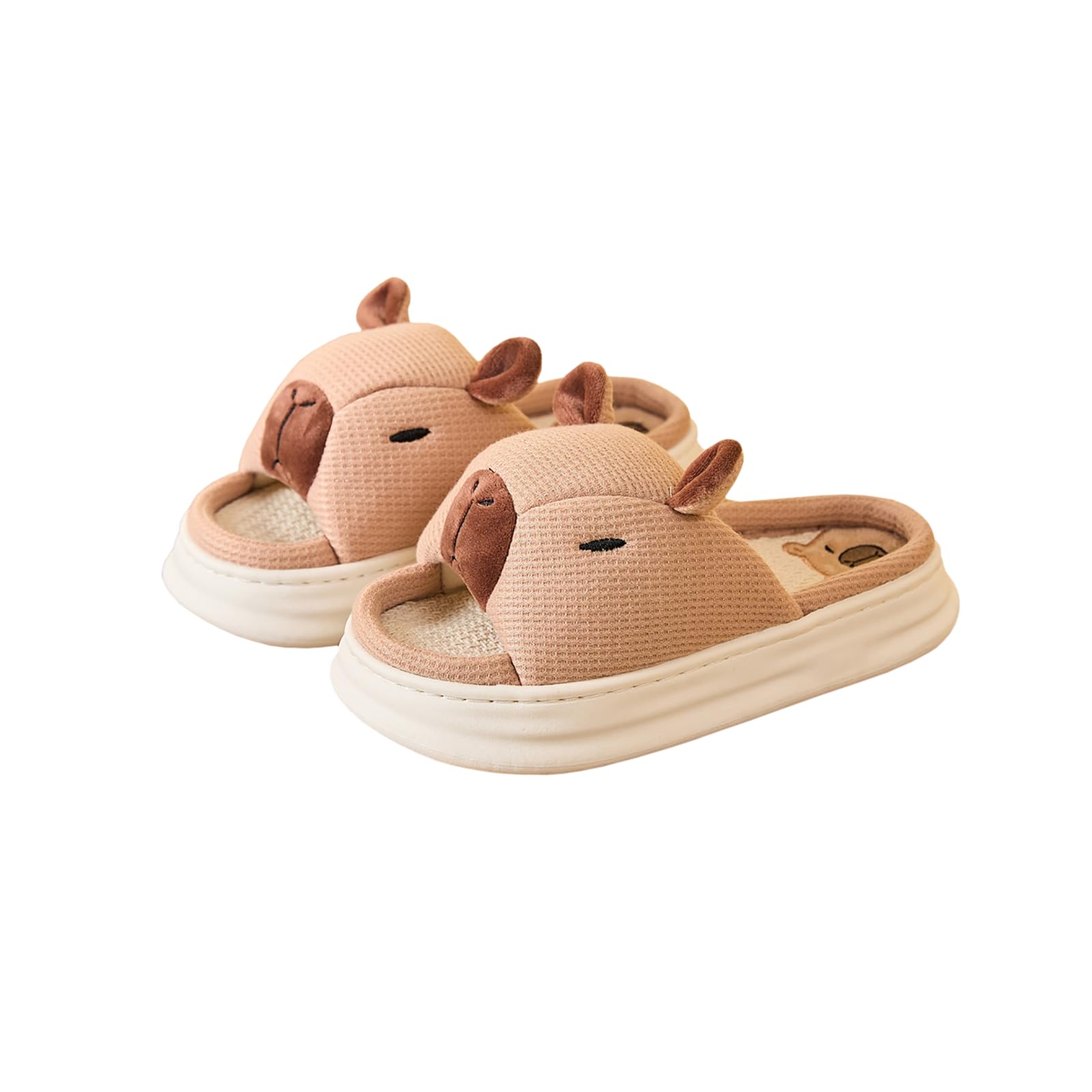 Gaolinci Cartoon Capybara Cotton Slippers, Womens Four Seasons Home Linen Slippers
