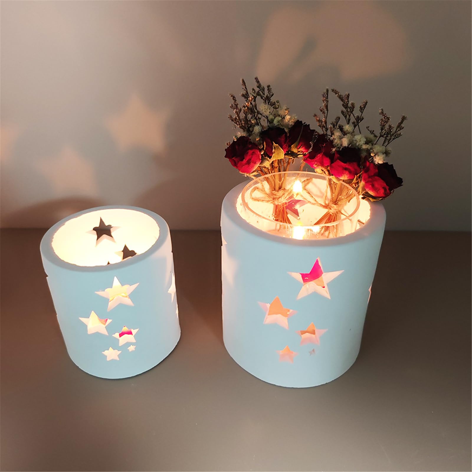 Molde innovador de forma de estrella para vela de tealight con forma de estrella circular - Molde de silicona para proyectos de artesanía