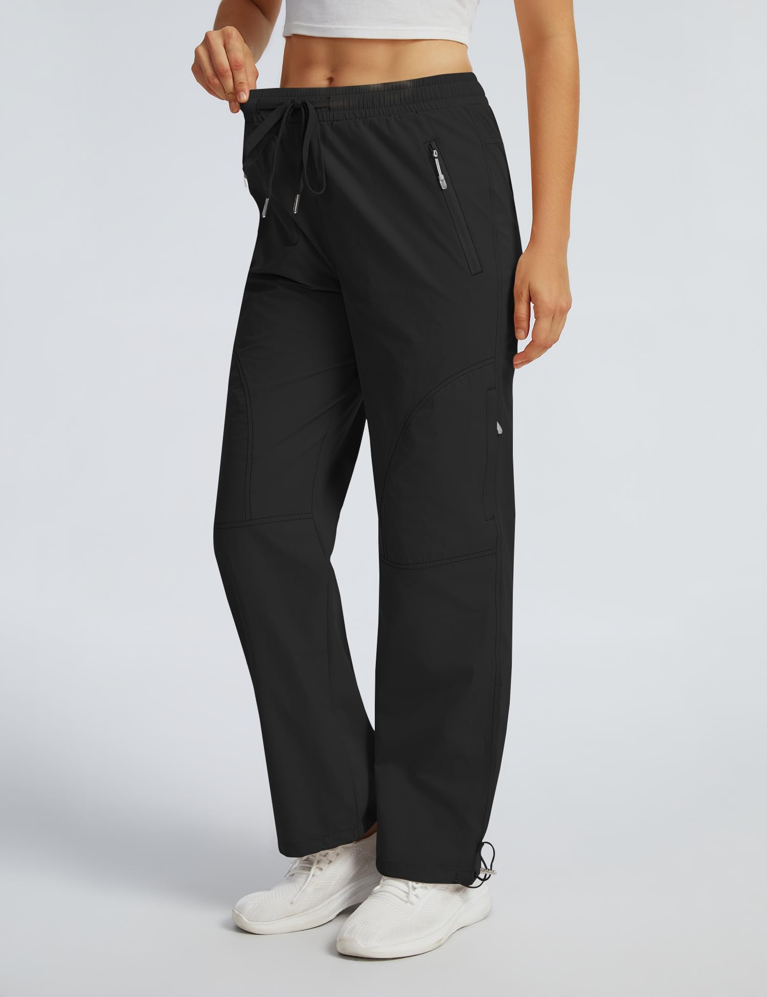 Rapbin Pantalon de randonnée pour femme - Léger - Séchage rapide - Respirant - Pantalon de trekking - Pantalon fonctionnel d'été avec poches zippées